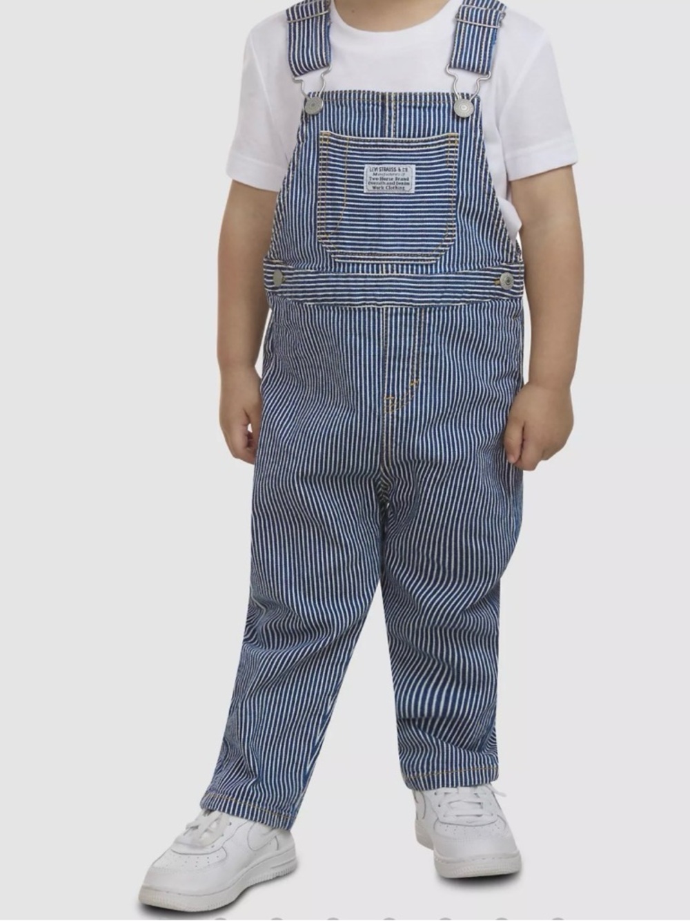 Levi’s Railroad Stripe Kids Blue Cotton Overalls